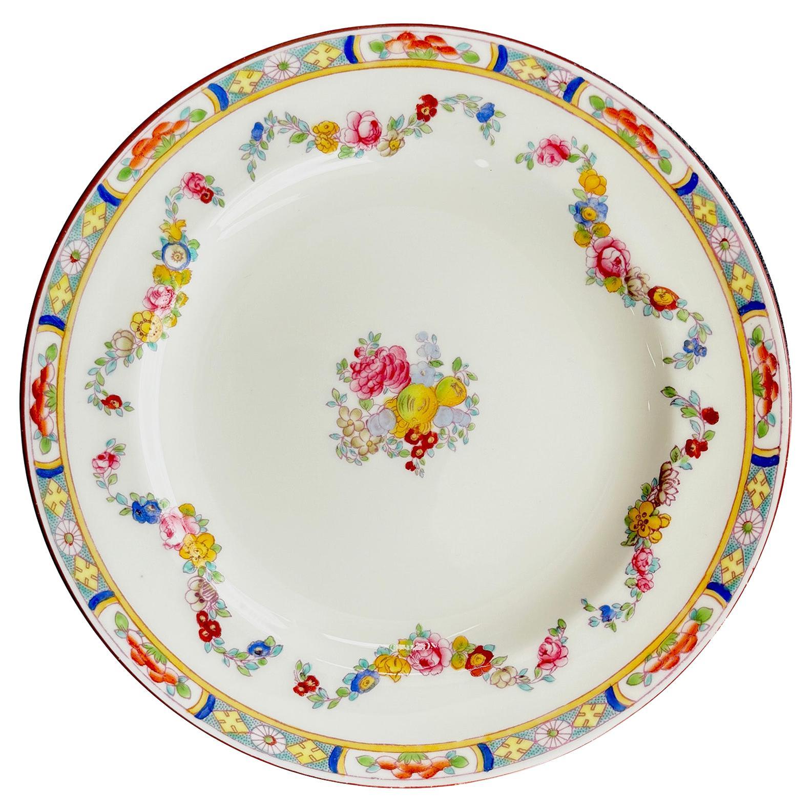 Early 20th Century Set 30 English Decorated Minton Fine China Dessert Plates