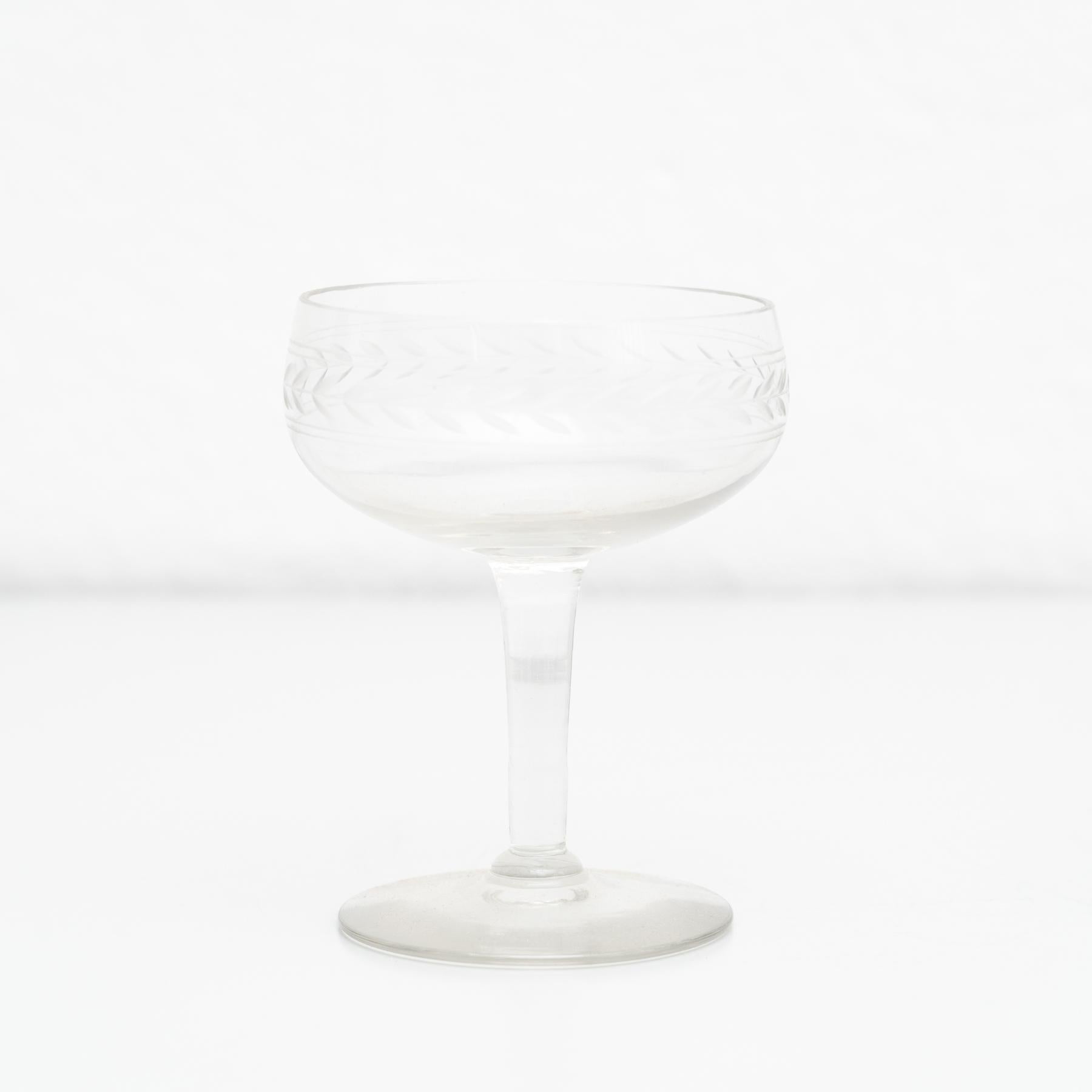 Mid-20th Century Early 20th Century Set of 3 Antique French Glass Champagn Cups For Sale