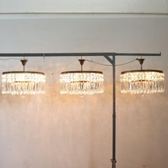 Early 20th Century Set of 3 Spectacular Chandeliers with Large Crystal Drops