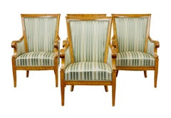 Early 20th century set of 4 Karl Johan influenced birch armchairs