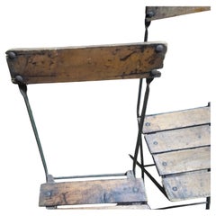 Early 20th Century Set of 6 French Bistro Patio Garden Dining Chairs Original