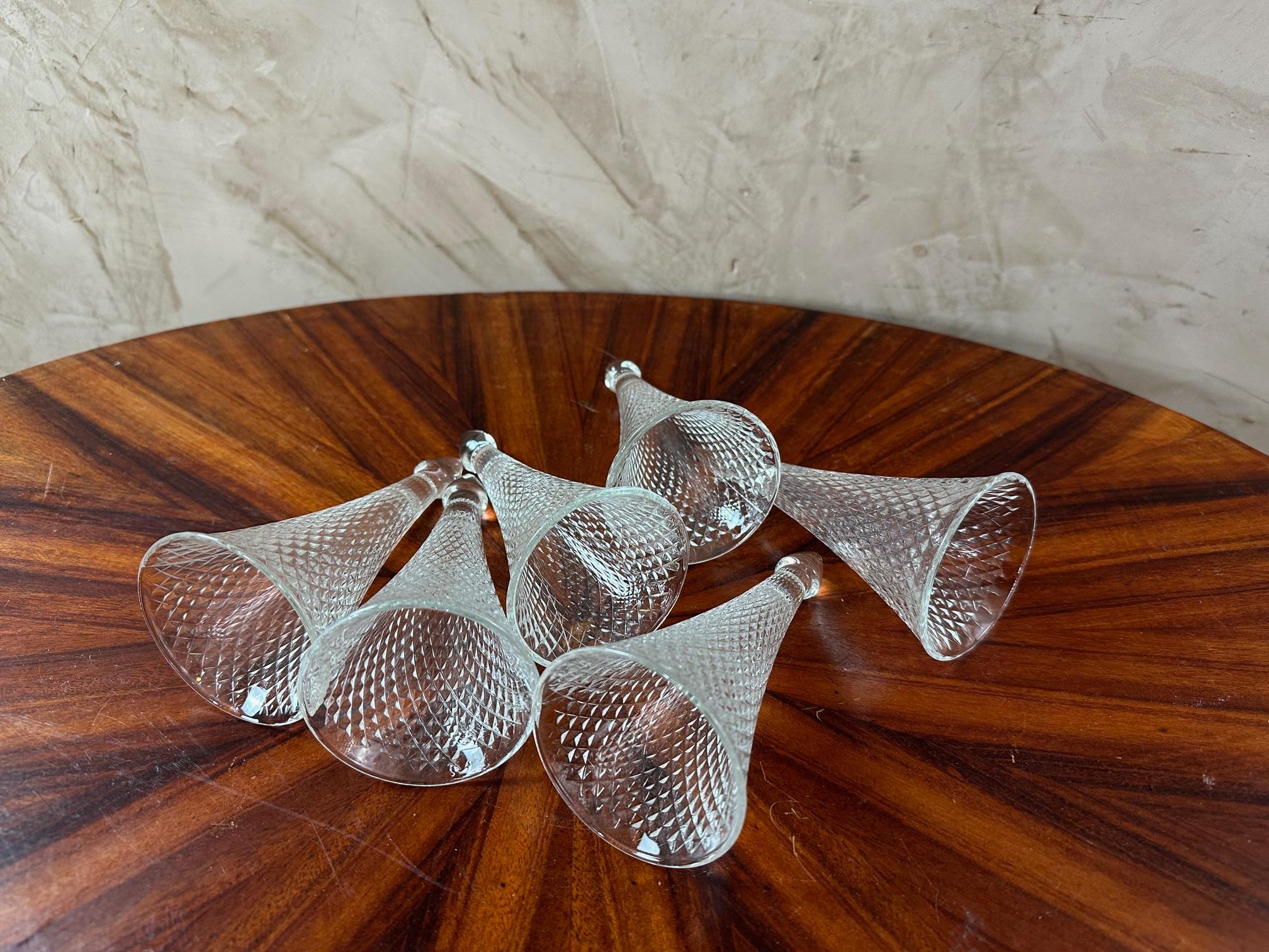 Français Ensemble de 6 verres à champagne Henri Maire, début du 20e siècle, années 1900 en vente