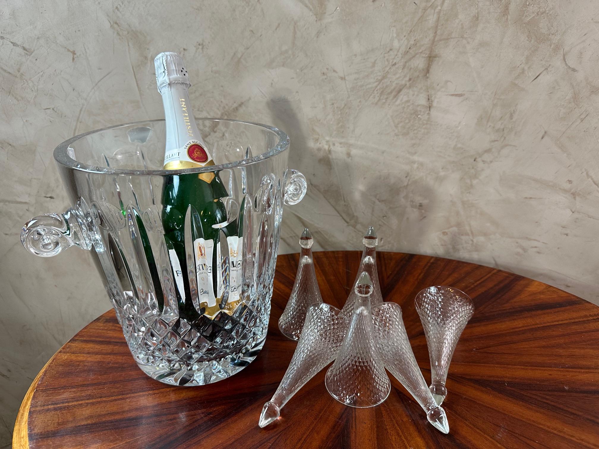 Verre Ensemble de 6 verres à champagne Henri Maire, début du 20e siècle, années 1900 en vente