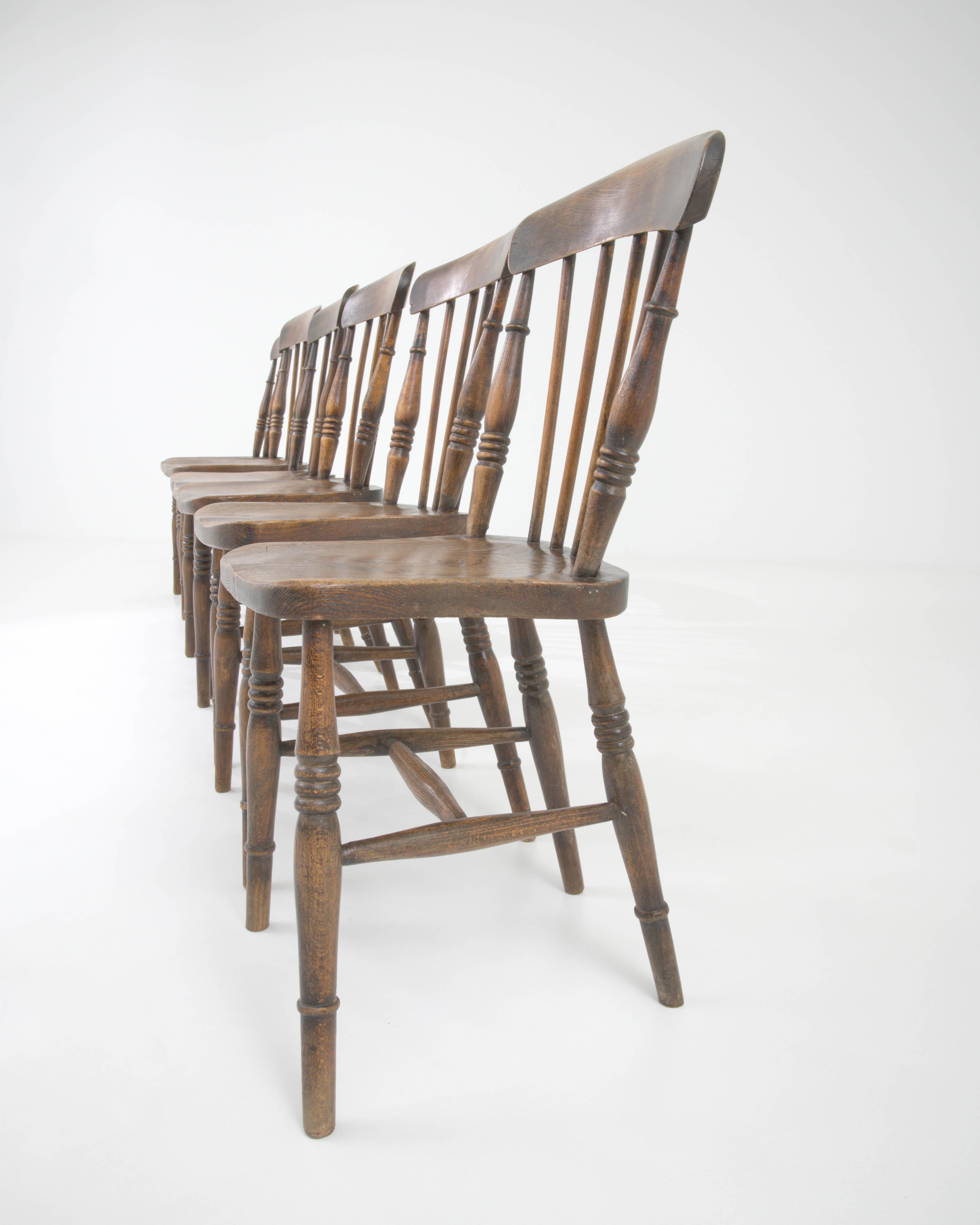 Early 20th Century Set Of 6 Wooden Dining Chairs For Sale 8