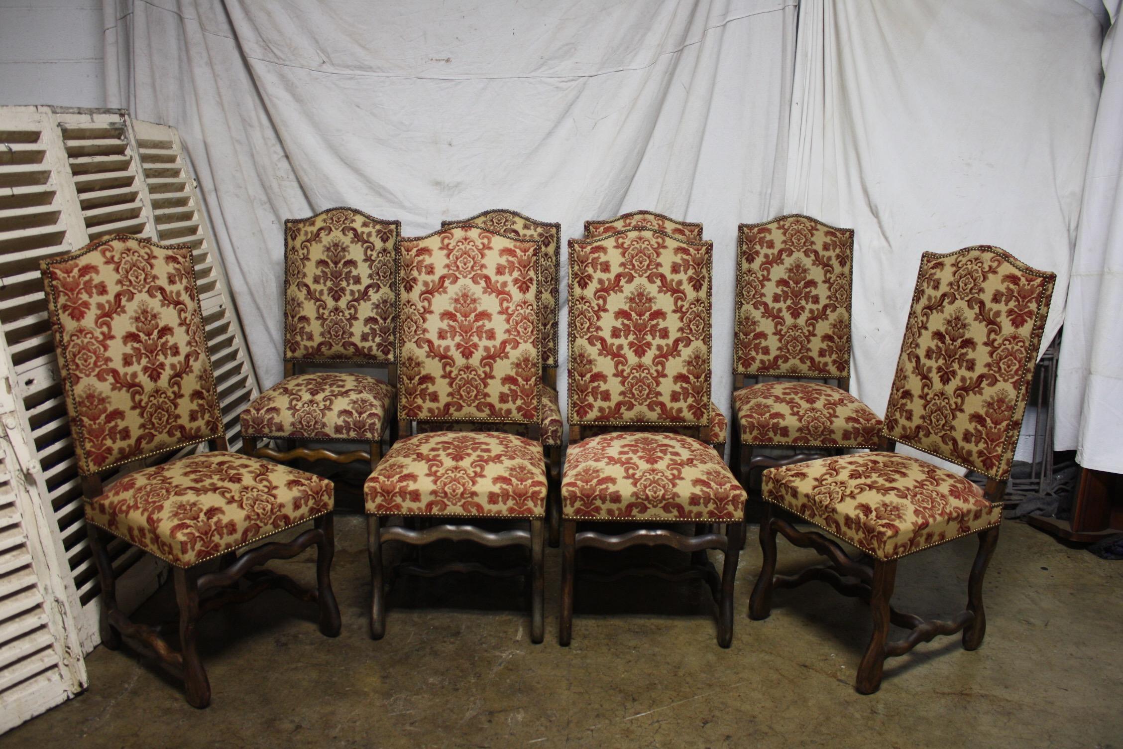 Early 20th century set of 8 French dining chairs.
