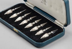 Early 20th Century Set of 8 Silver Plated Corn Corn Cob Holders, Mappin & Webb