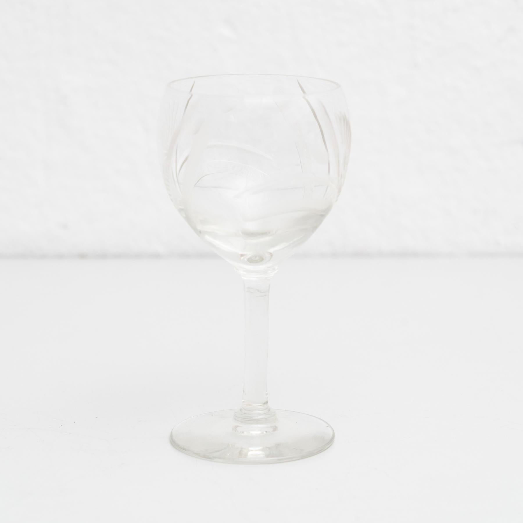 Juego de 9 copas de vino de cristal Antique French de principios del siglo XX con bandeja de latón en venta 1