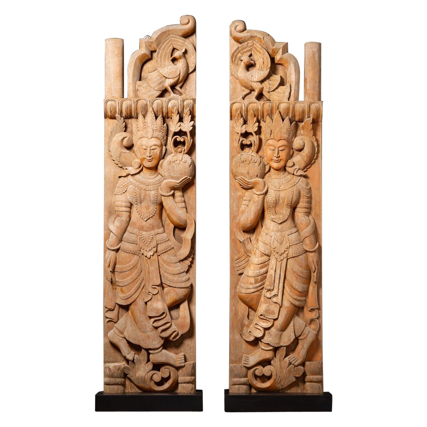 Early 20th century Set of antique wooden Burmese temple doors from Burma