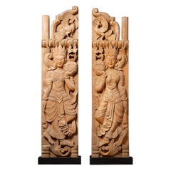 Early 20th century Set of antique wooden Burmese temple doors from Burma