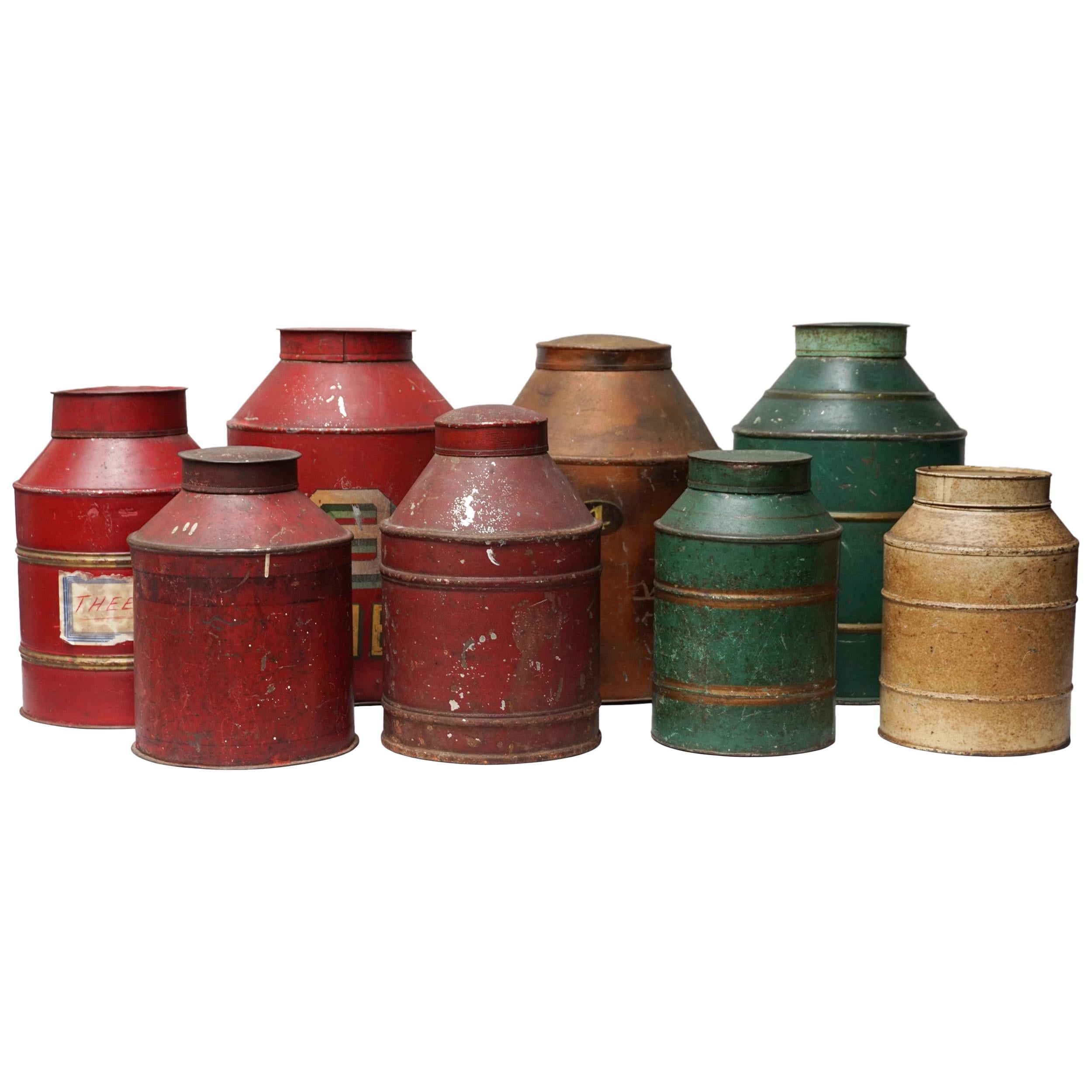 Early 20th Century Set of Eight Dutch Tea Tins