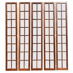 Early 20th Century Set of Five Cherrywood 16-Pane Glazed Doors