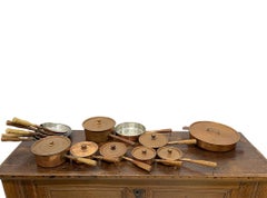 Early 20th Century Set of French Copper Lidded Pots, circa 1930