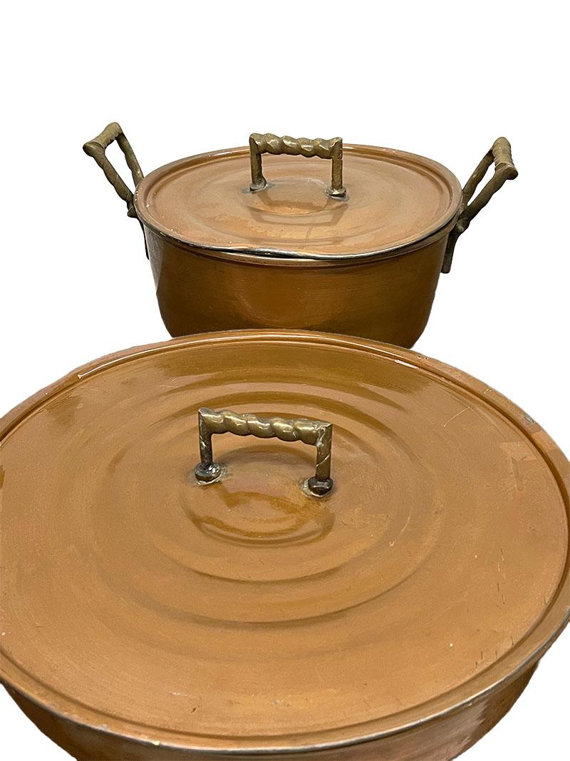 Early 20th Century Set of French Copper Lidded Pots For Sale 7