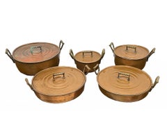 Early 20th Century Set of French Copper Lidded Pots