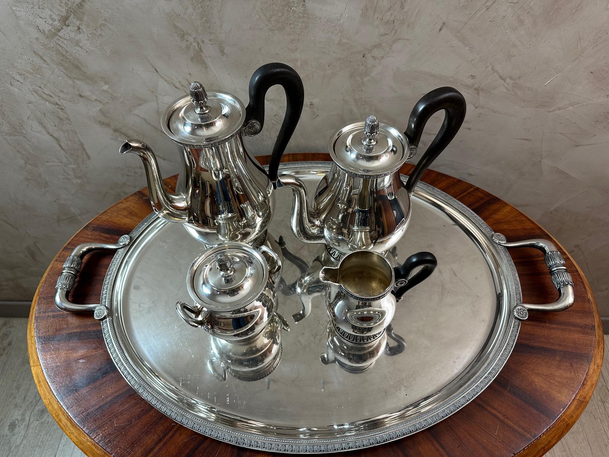 Louis XVI Early 20th century Set of Silver Plate Christofle Tea and Coffee Serving Pieces