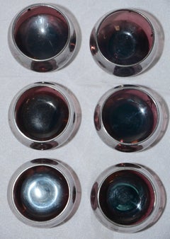 Six Amethyst with Silver Overlay Miniature Snifters