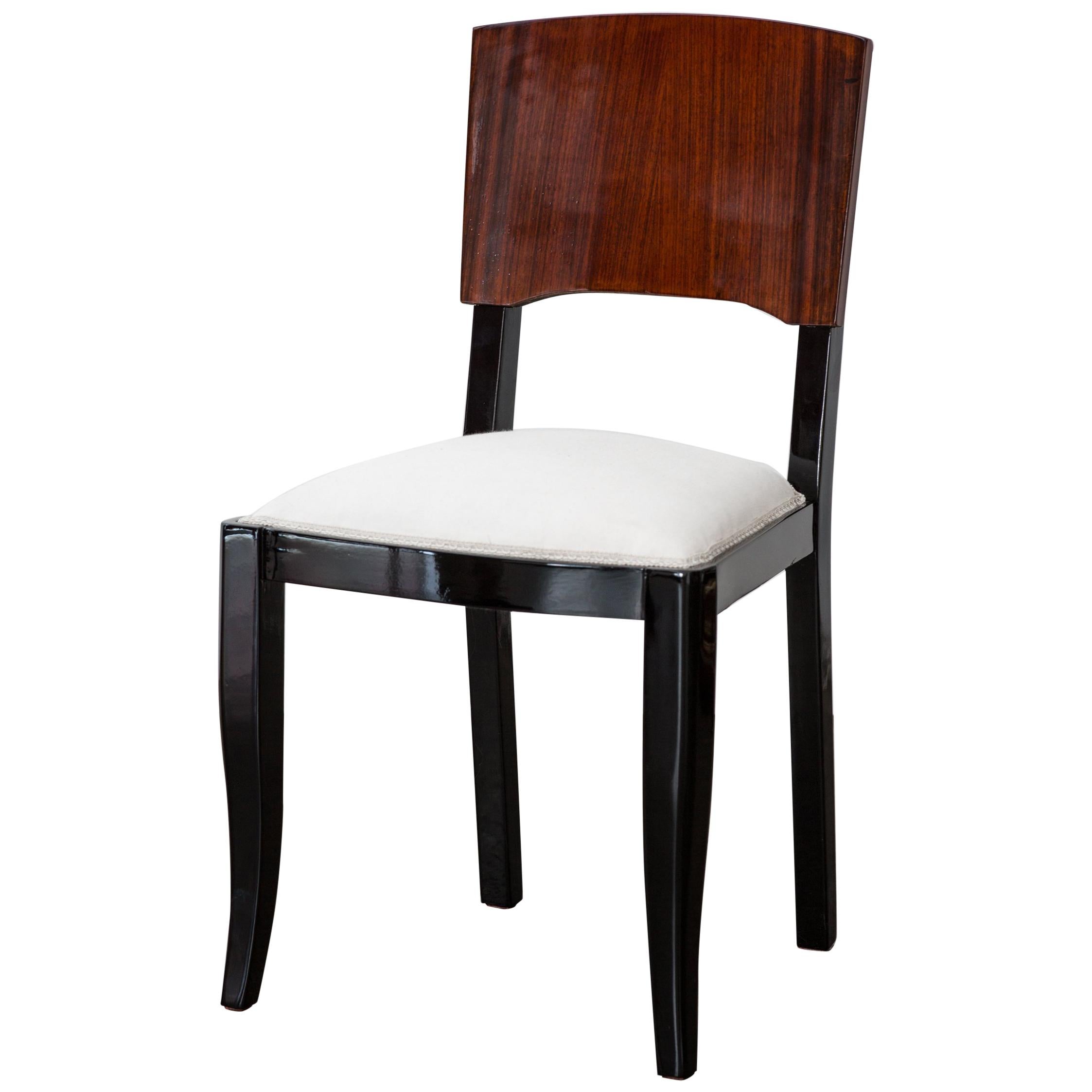 Early 20th-Century Set of Six French Art Deco Dining Chairs Restored Conditions For Sale