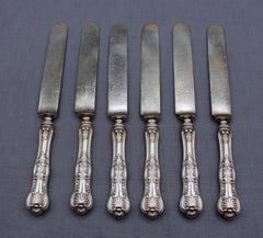 Early 20th Century Set of Six "Kings" Pattern Sterling Silver Knives by Wallace