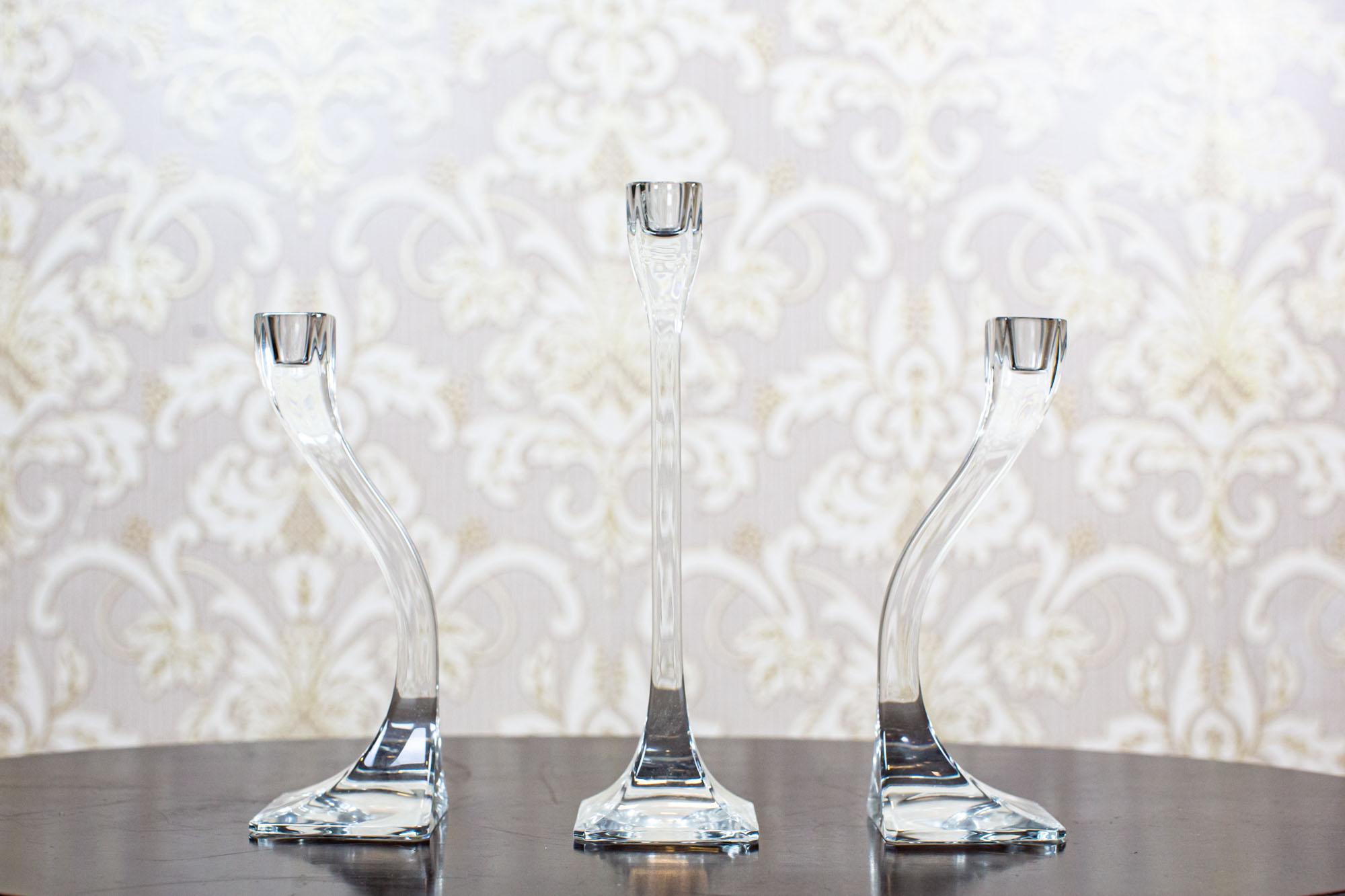 Early-20th Century Set of Three Glass Candlesticks

We present you three glass candlesticks from the 1st half of the 20th century.

They are in incredibly good condition and undamaged.