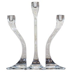 Early-20th Century Set of Three Glass Candlesticks