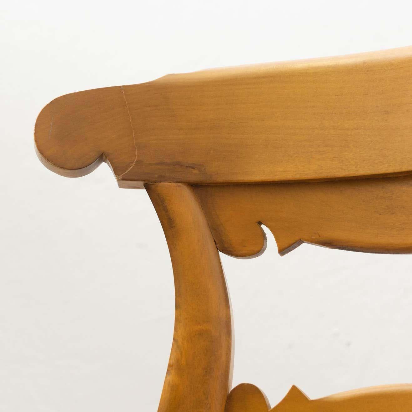 Juego de dos sillas provinciales francesas de ratán y madera de principios del siglo XX en venta 4