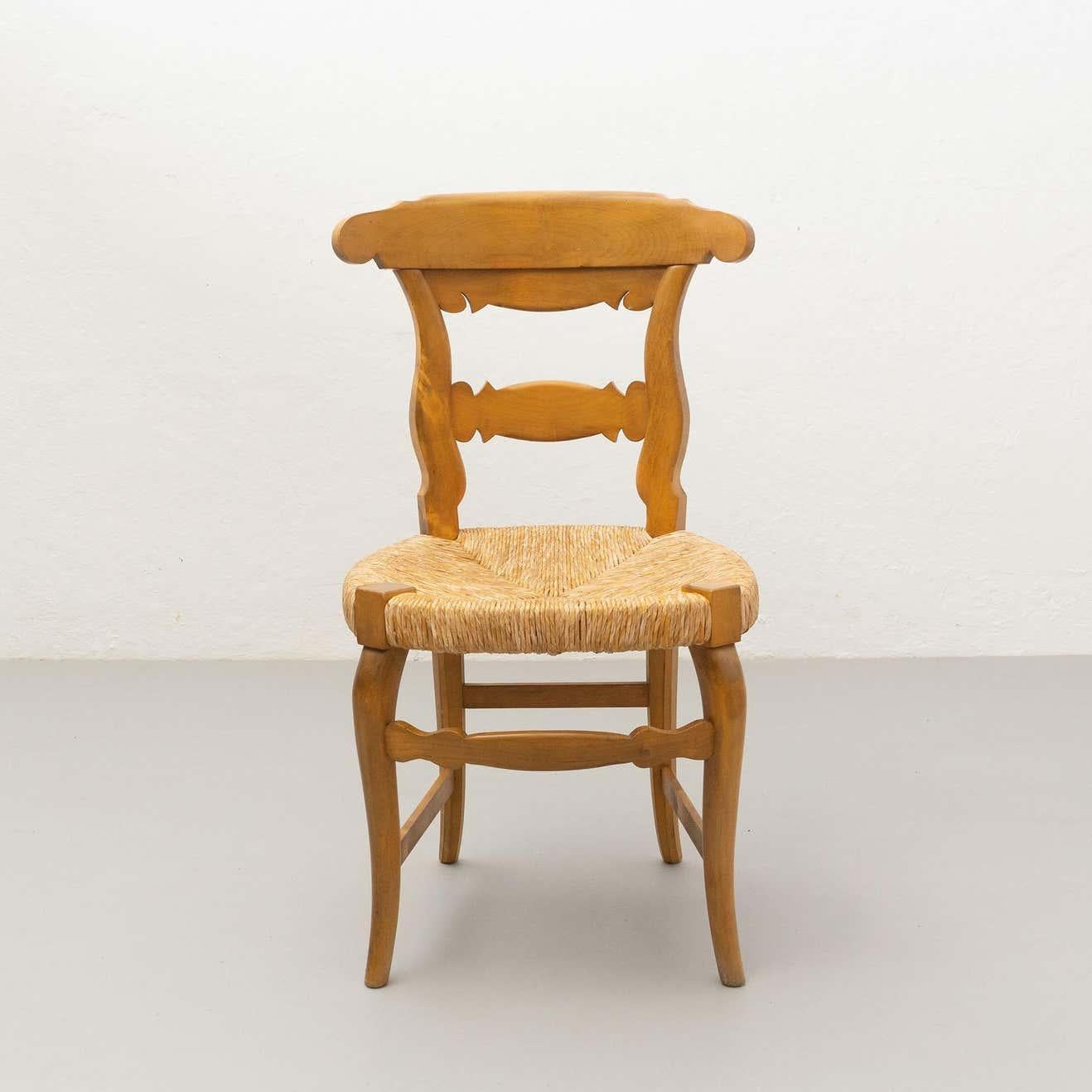 Début du 20e siècle - Ensemble de deux chaises provinciales en rotin et Wood Wood 4
