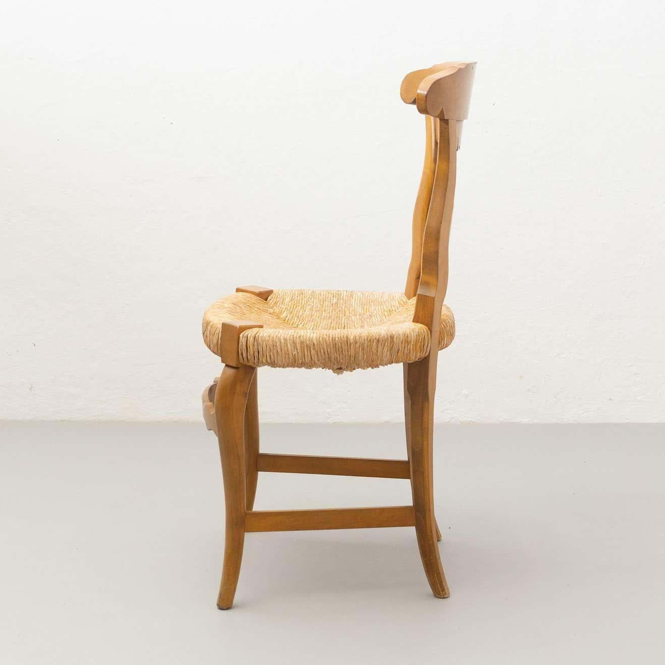 Juego de dos sillas provinciales francesas de ratán y madera de principios del siglo XX Madera en venta