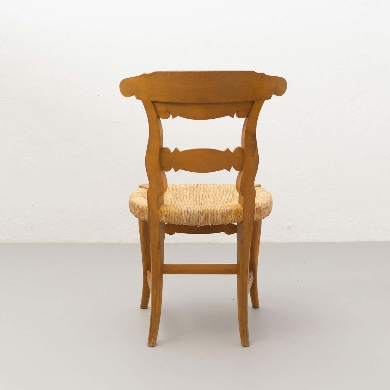 Rotin Début du 20e siècle - Ensemble de deux chaises provinciales en rotin et Wood Wood