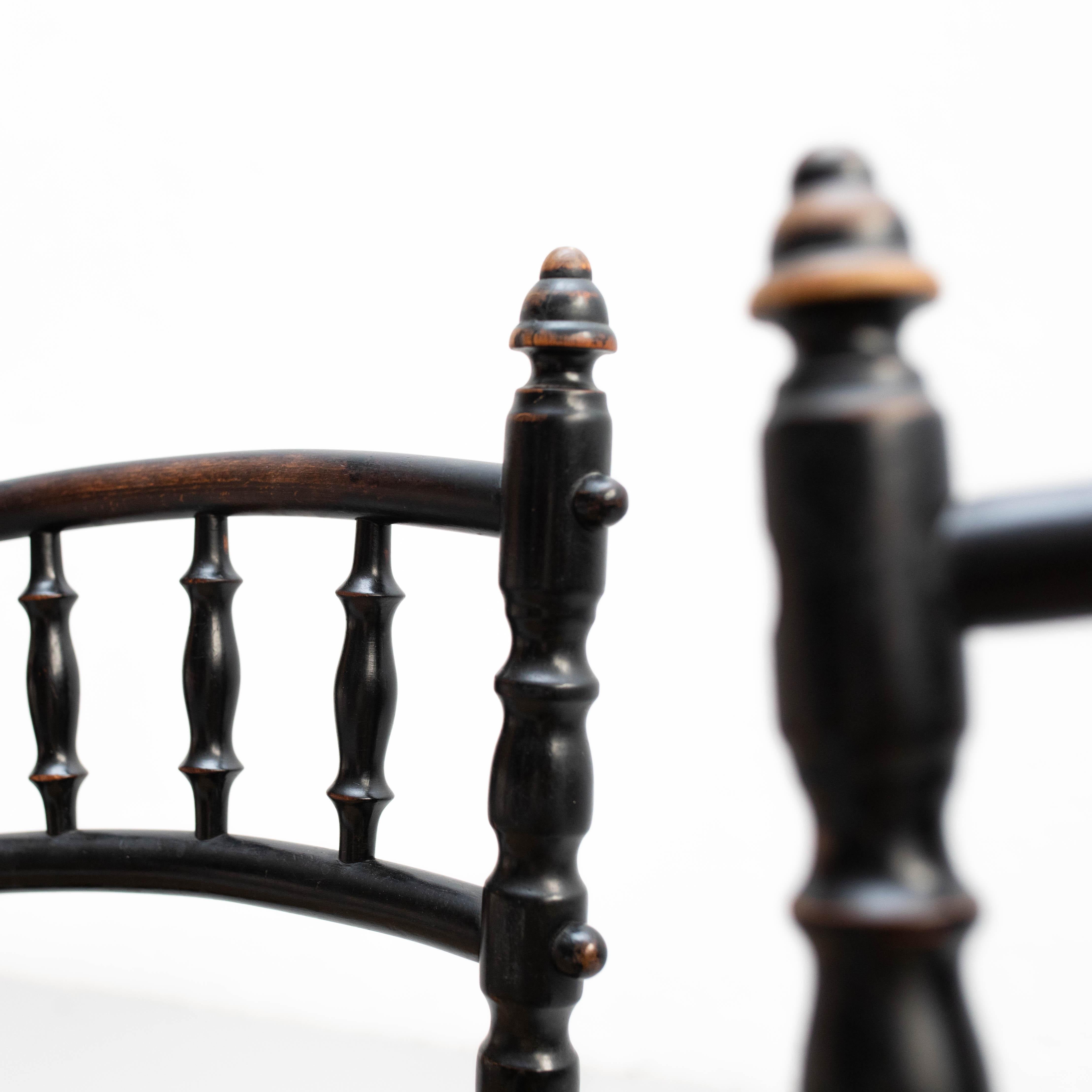 Set di due sedie in rattan e Wood dell'inizio del XX secolo in vendita 3