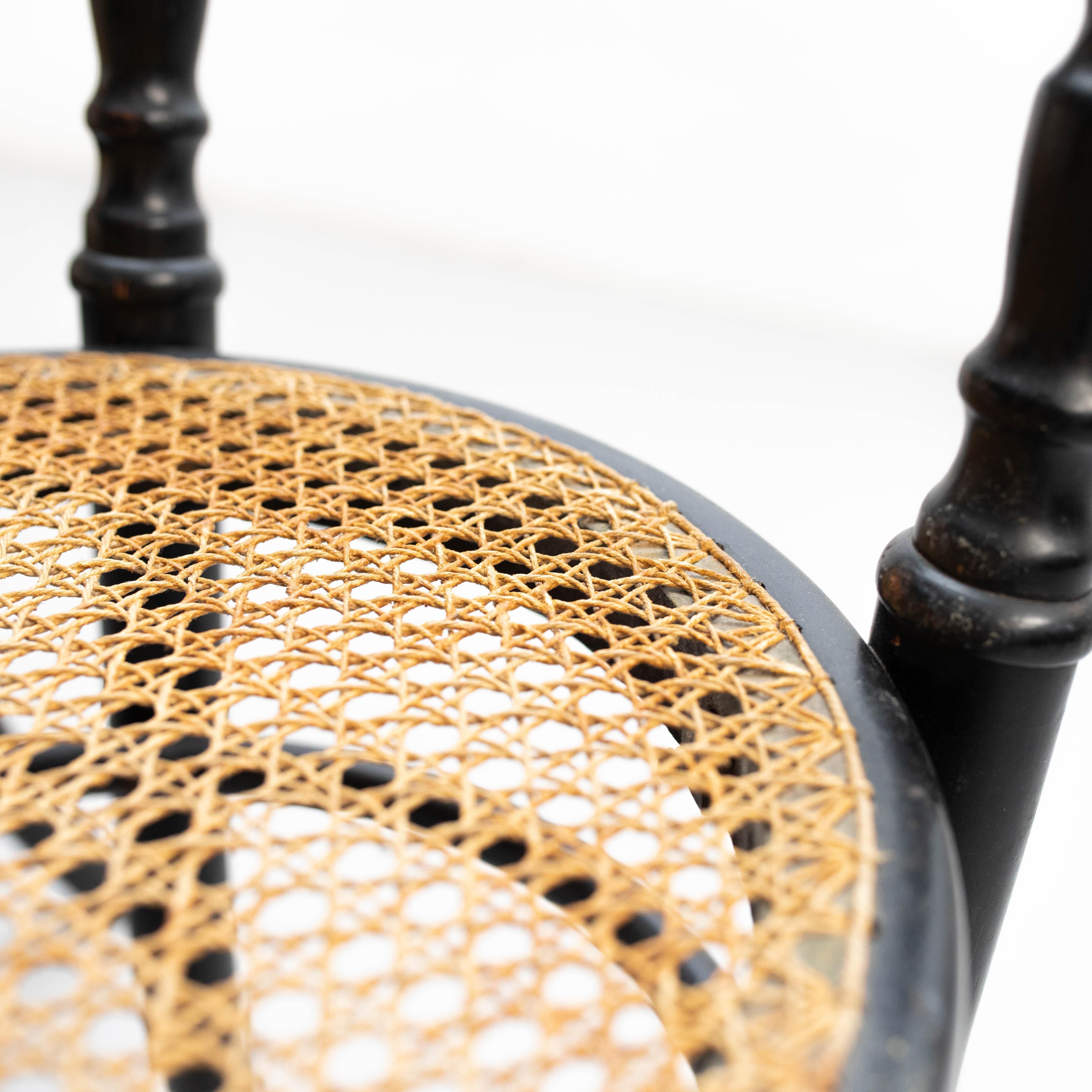 Set di due sedie in rattan e Wood dell'inizio del XX secolo in vendita 5