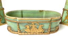 Early 20th Century Sevres L7F Lithyalin Marmoriertes Glass Garniture Set