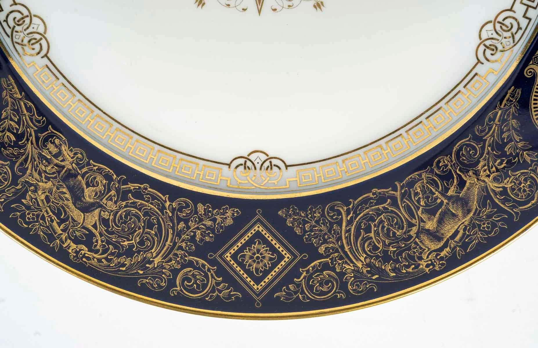 French Early 20th Century Sèvres Porcelain Plate, Napoleon III Style.