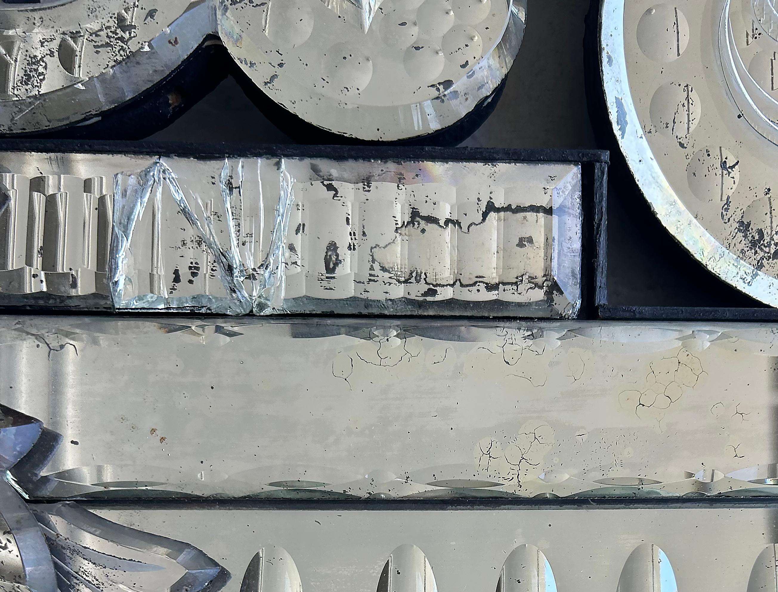 Miroir vénitien biseauté Shabby Chic du début du 20e siècle, propriété du sud de la Floride en vente 4
