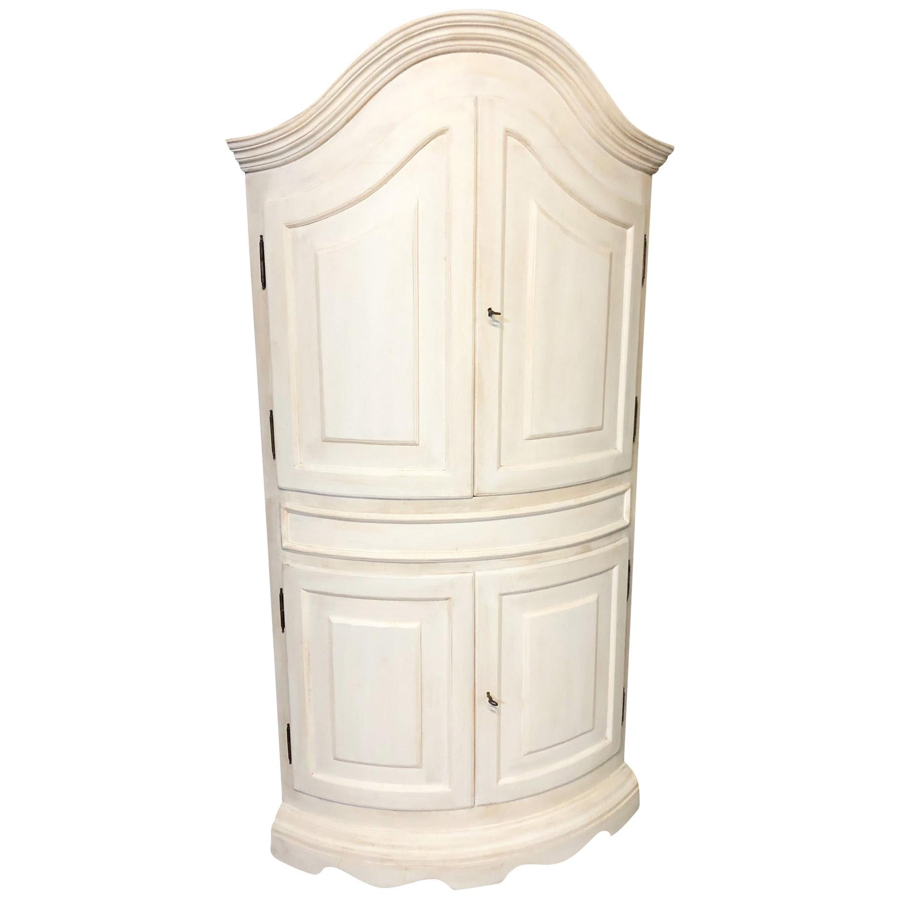  Shabby White Curved Corner Unit Shelves Fir Tuscany For Sale
