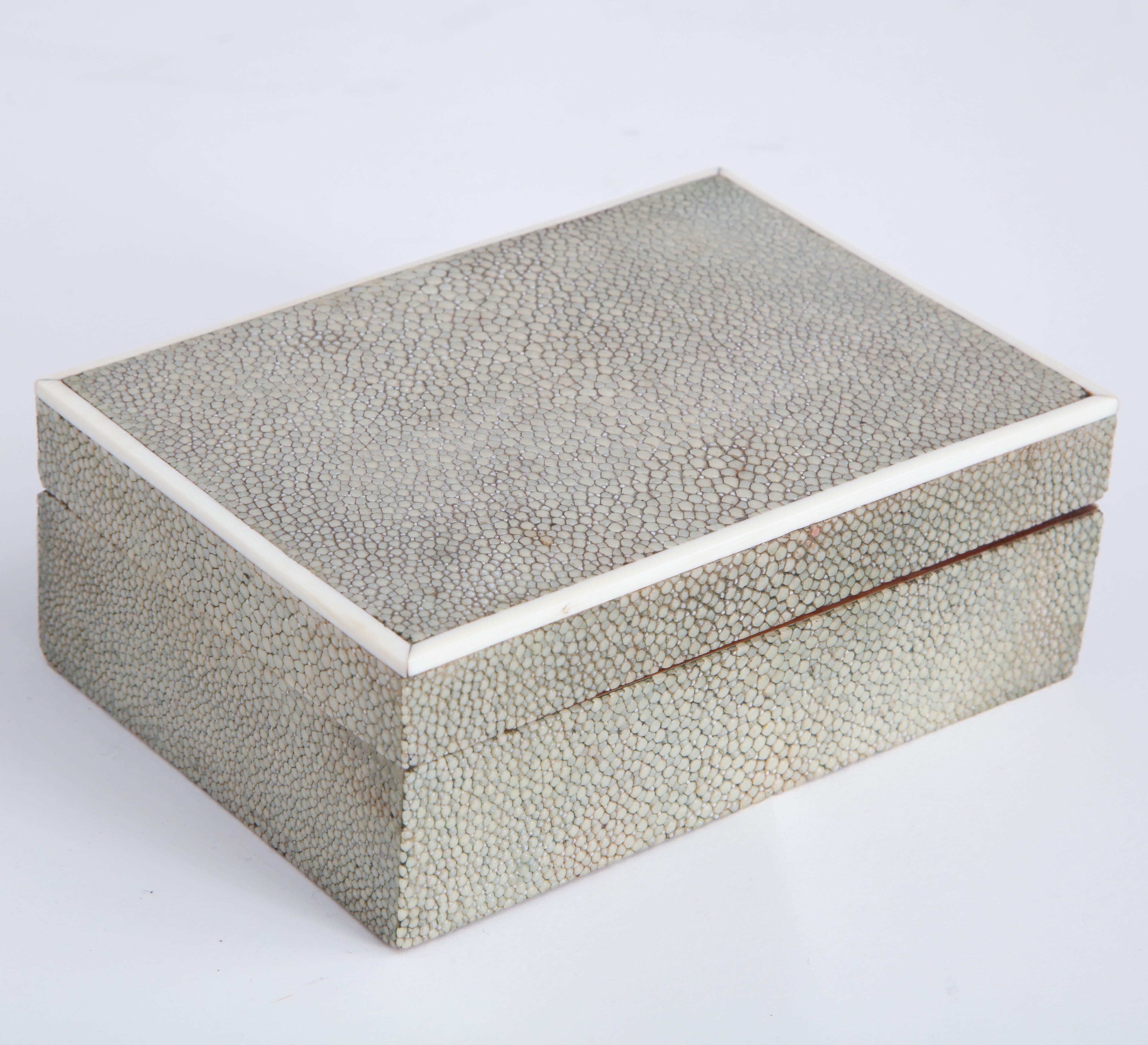 Early 20th century shagreen box, ivory inlaid.