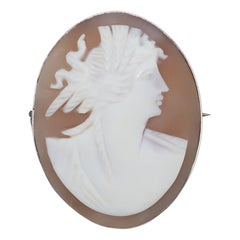 Antique Early 20th Century Shell Cameo Brooch 