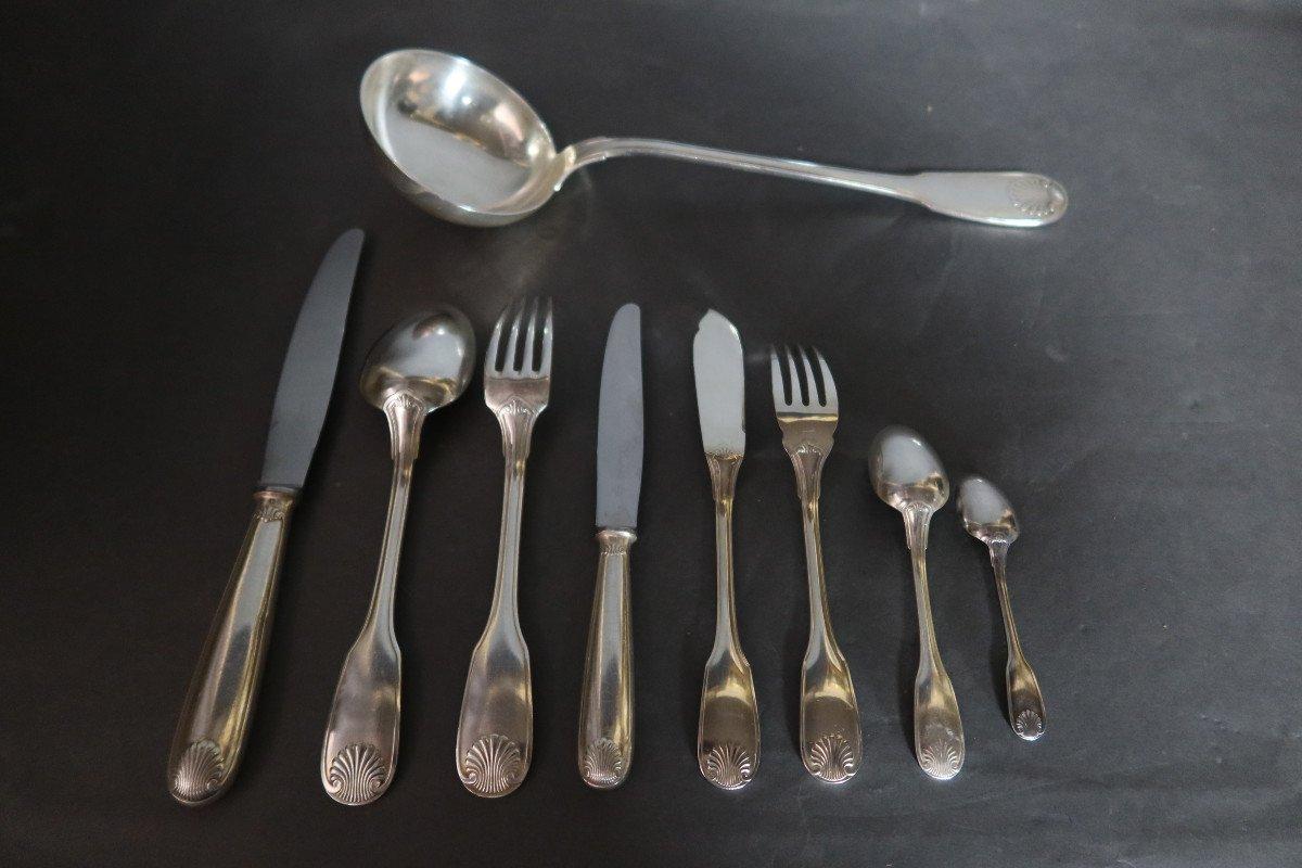 Early 20th Century Early 20th century Shell Pattern Silver Plate Christofle Menagère, 1920s For Sale