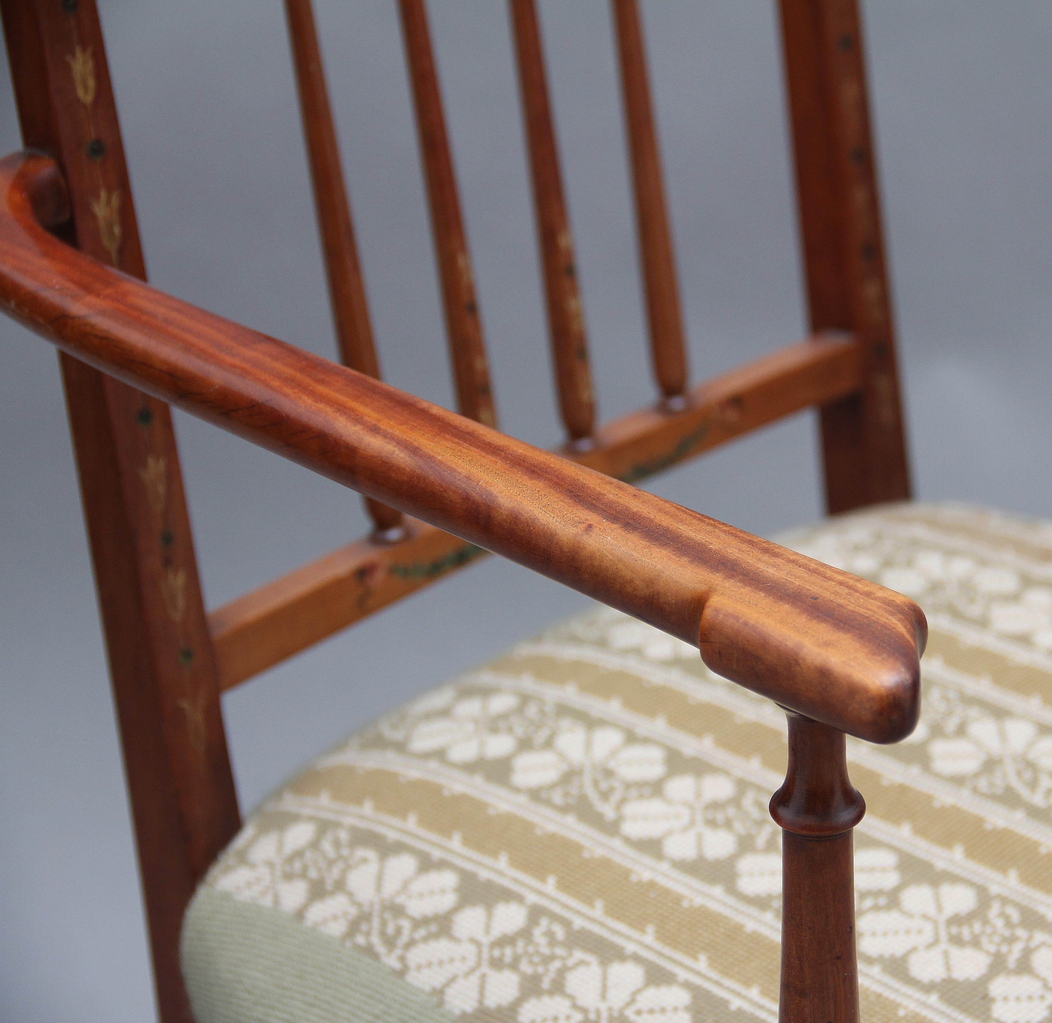 Early 20th Century Sheraton Revival Satinwood Armchair 4