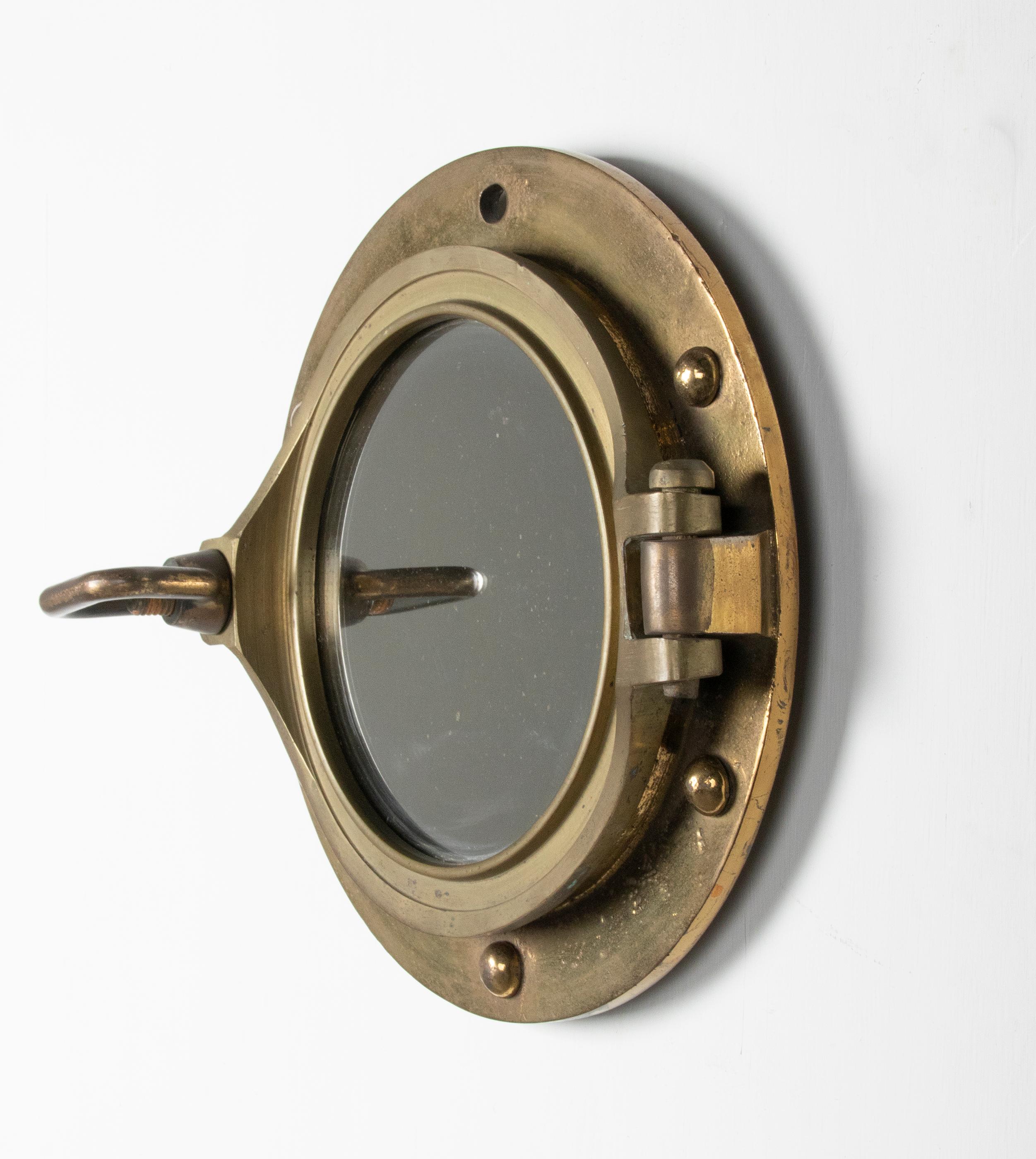 Industrial Early 20th Century Ship Porthole Wall Mirror 