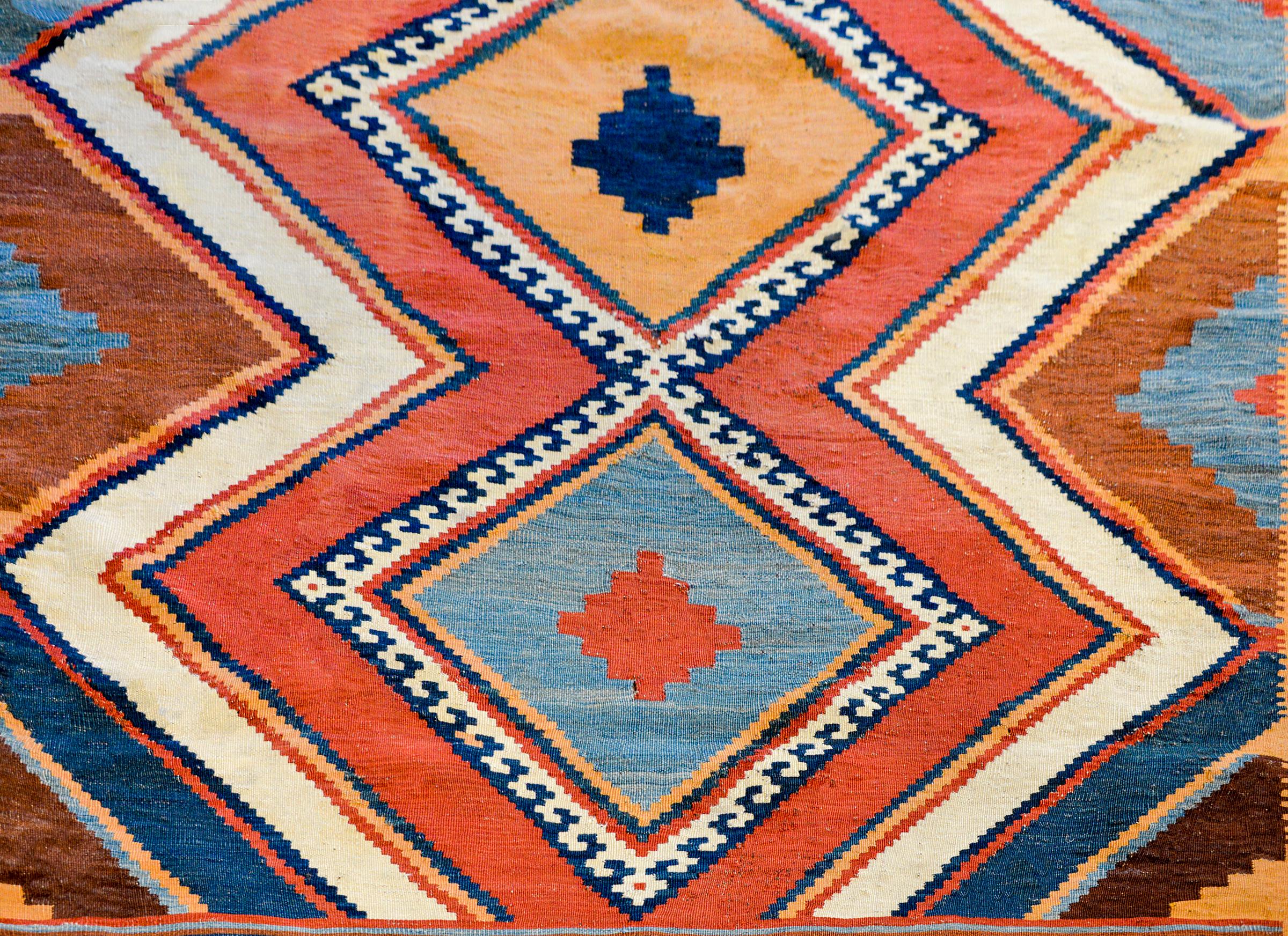 Mid-20th Century Early 20th Century Shiraz Kilim Rug For Sale