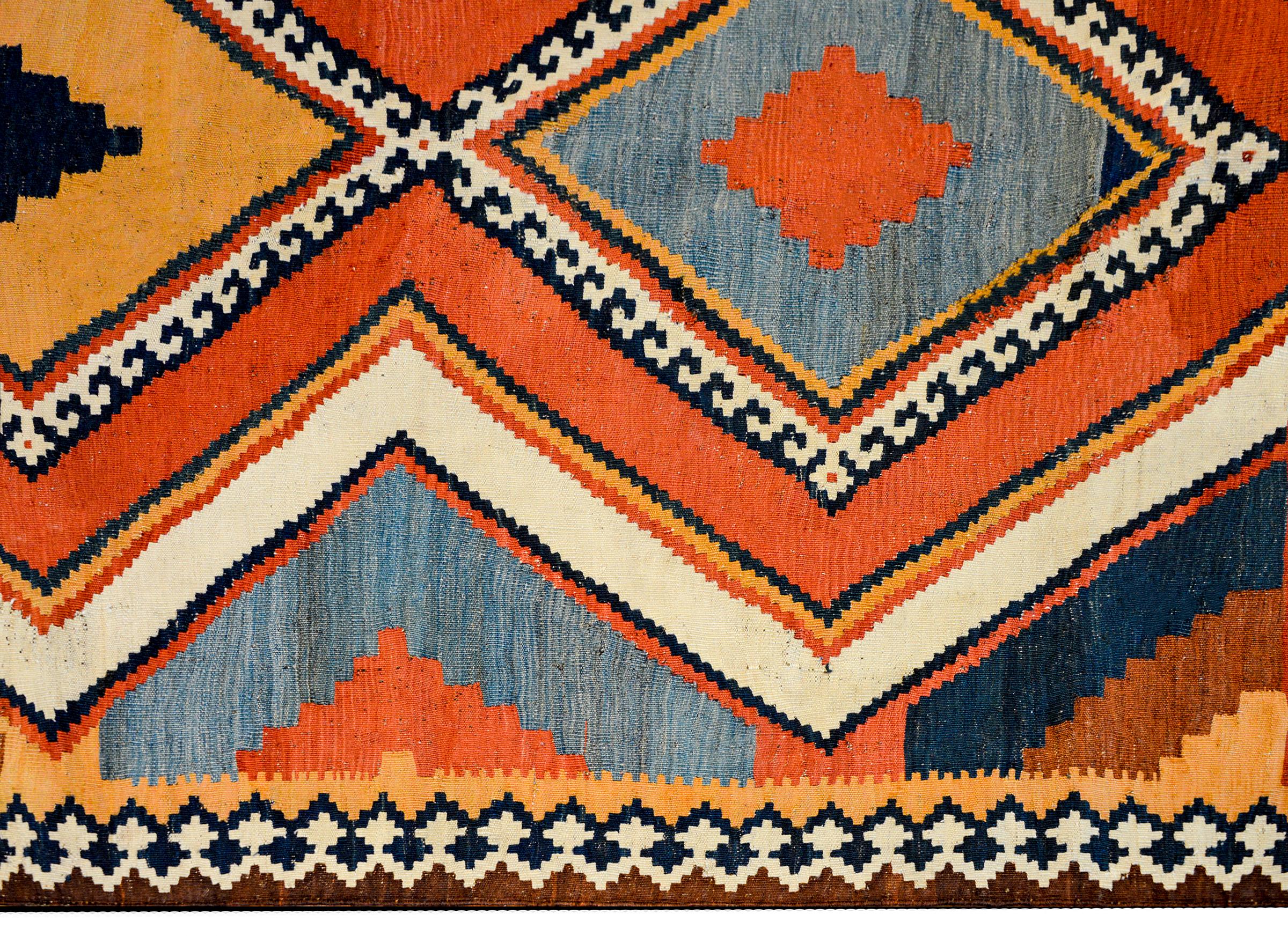 Wool Early 20th Century Shiraz Kilim Rug For Sale