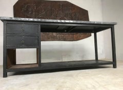 Early 20th Century Shop Counter Kitchen Island with Zinc Top