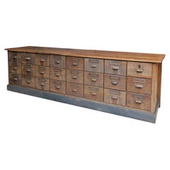 Antique Early 20th Century Shop Counter or Bank of Drawers