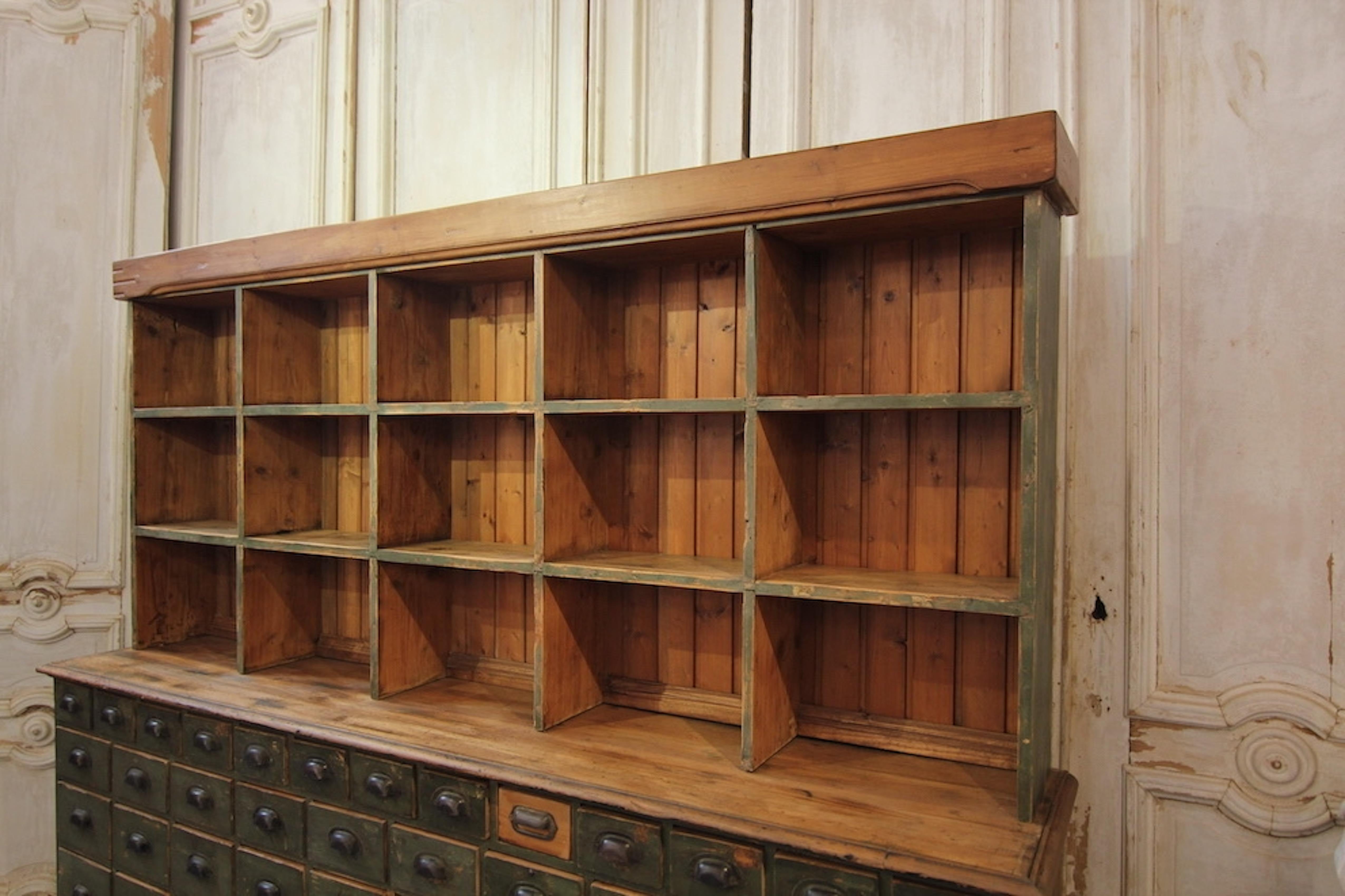 German Early 20th Century Shop Drawer Cabinet in Original Paint