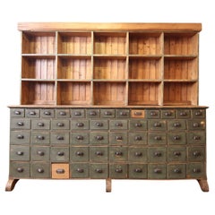 Antique Early 20th Century Shop Drawer Cabinet in Original Paint