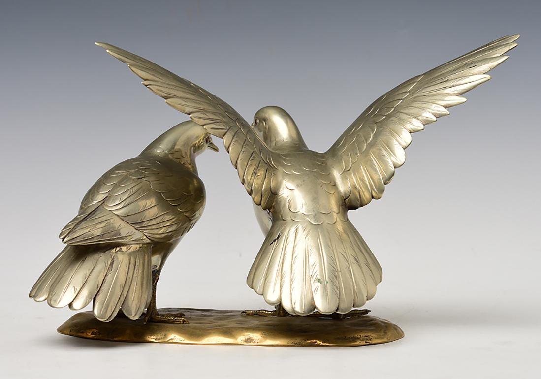 Early 20th Century, Showa, A Pair of Antique Japanese Bronze Okimono Birds 6