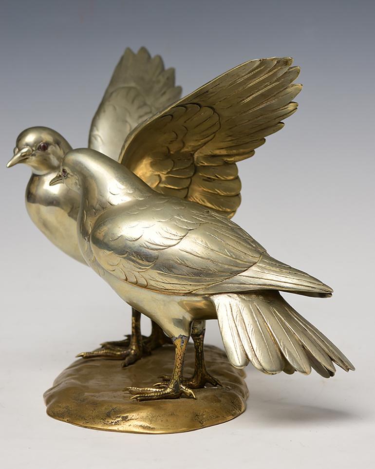 Early 20th Century, Showa, A Pair of Antique Japanese Bronze Okimono Birds 4