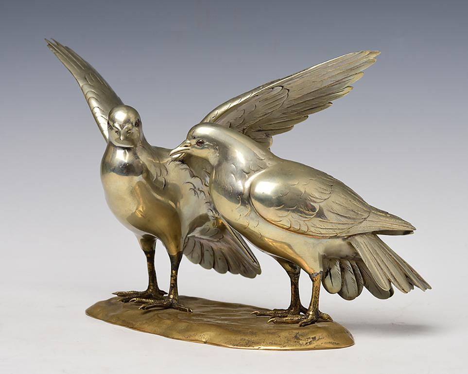 Early 20th Century, Showa, A Pair of Japanese Bronze Okimono Birds For Sale 2