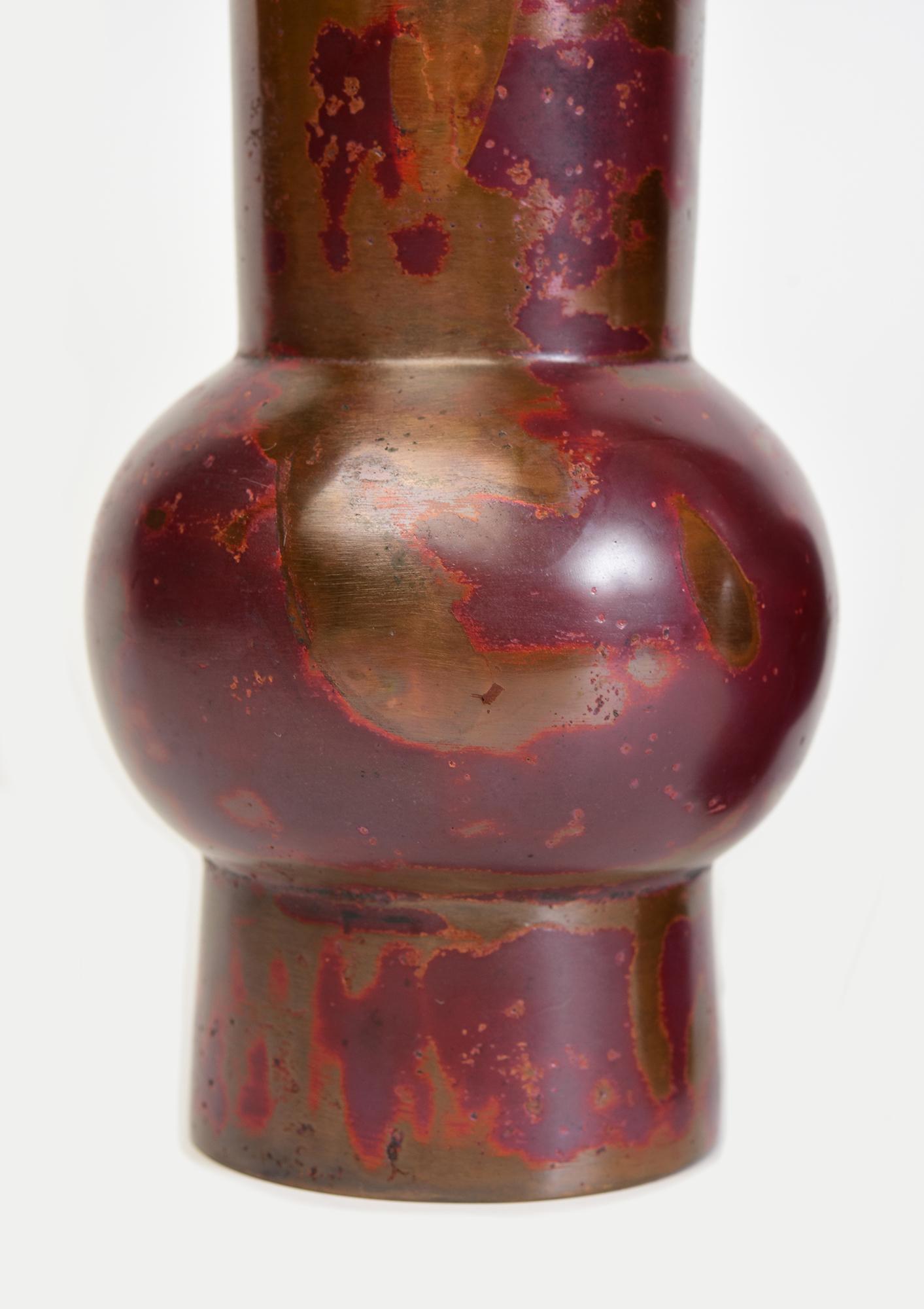 Metalwork Early 20th Century, Showa, A Pair of Japanese Bronze Vases with Artist Sign For Sale