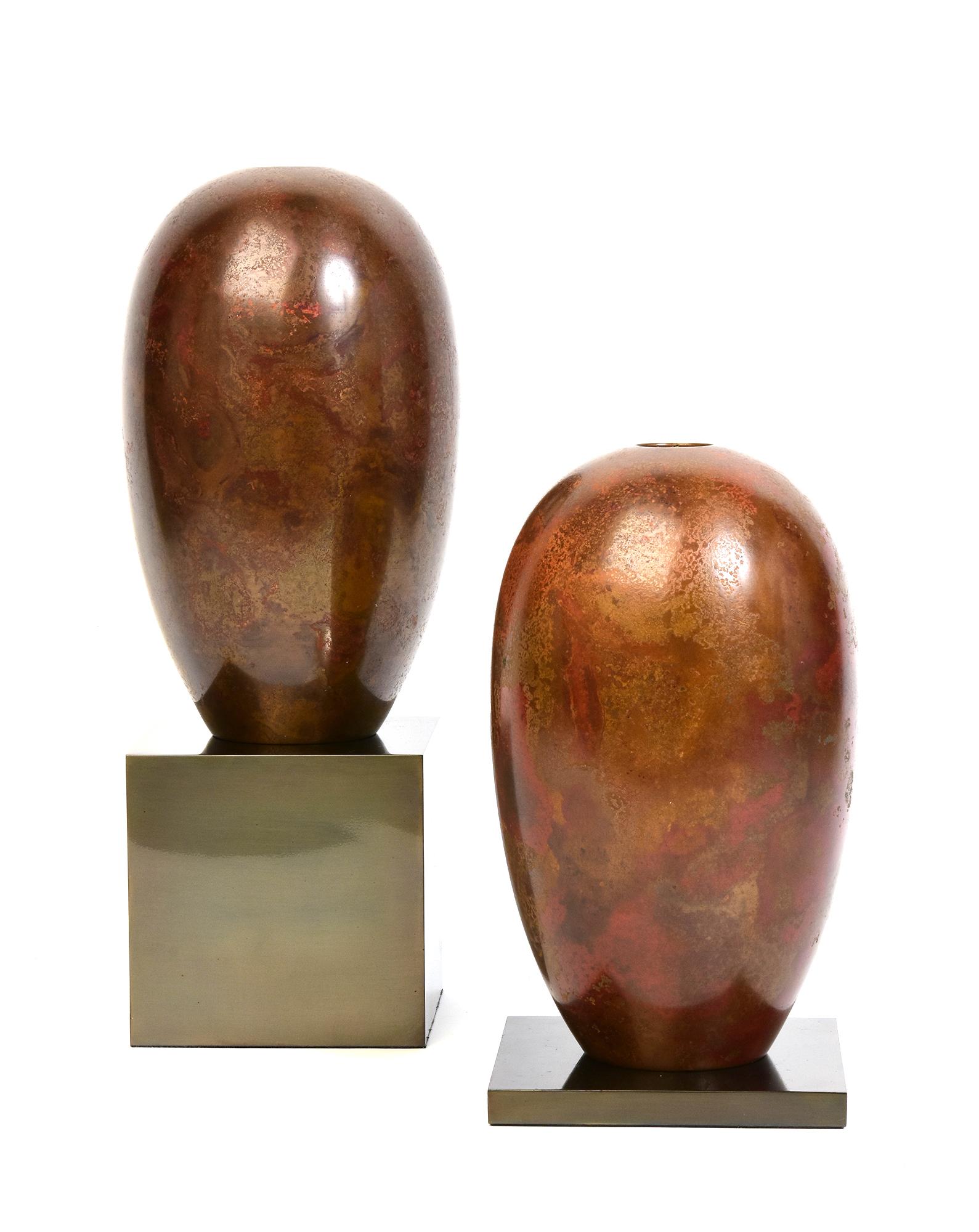 Early 20th Century, Showa, A Pair of Japanese Bronze Vases with Artist Sign For Sale